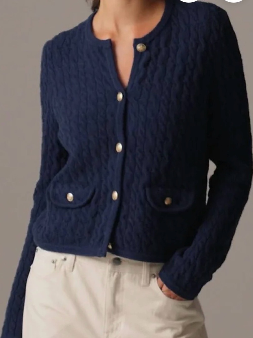 JCrew Lady Odette cable knit sweater in cotton blend boucle’ size XS